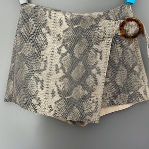 Zara asymmetrical leather skorts - snakeskin